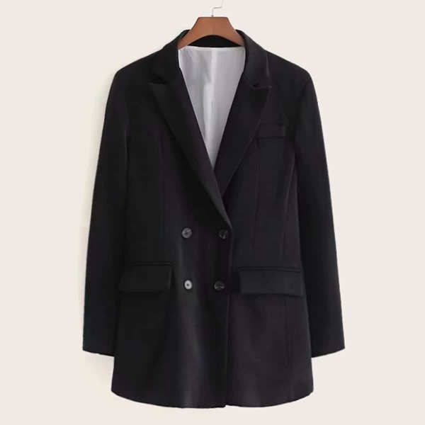 

Lapel Collar Double Breasted Blazer, Black