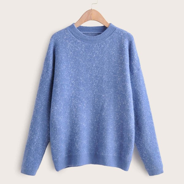 

Space Dye Rib Knit Trim Sweater