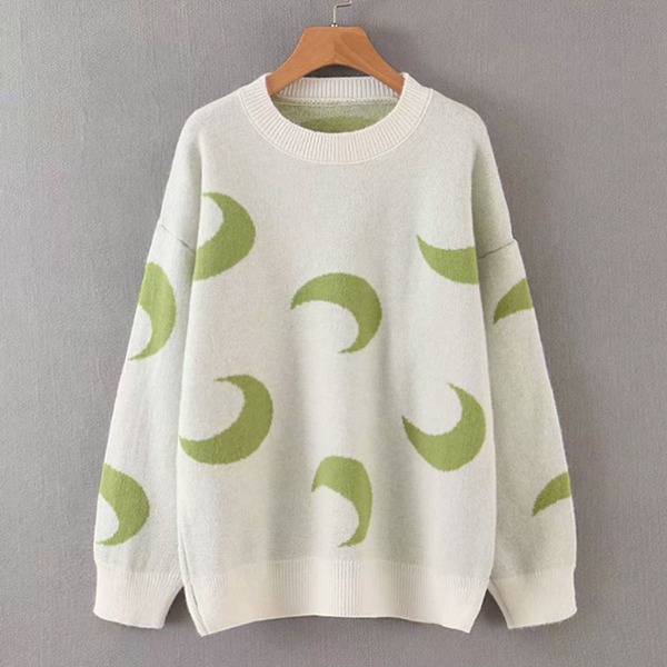 

Moon Print Drop Shoulder Jumper, White