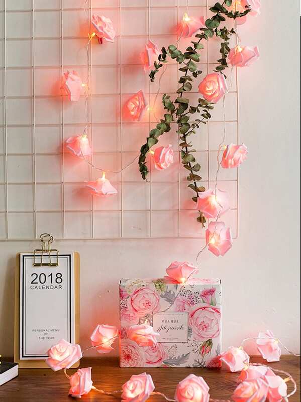 

10pcs Flower Shaped Bulb String Light, Pink