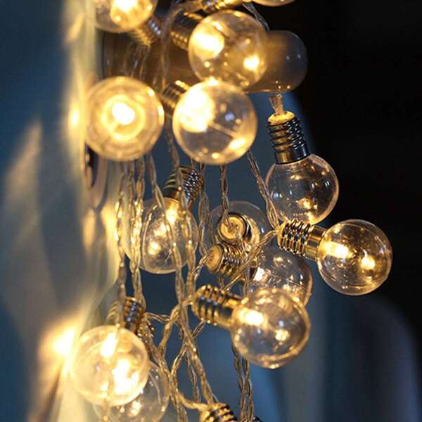 

10pcs Globe Bulb String Light, Black