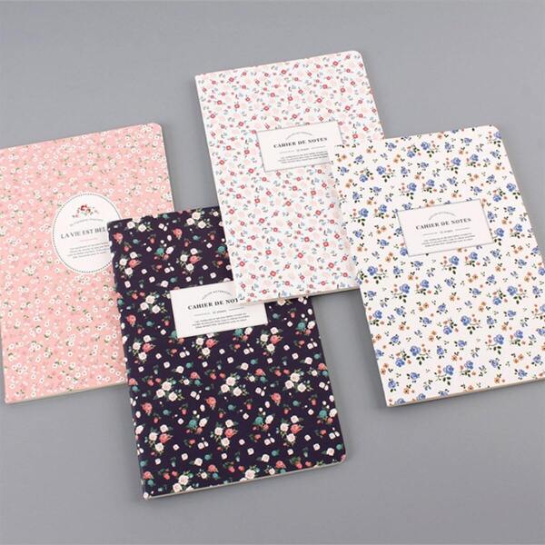 

1pc Floral Overlay Print Cover Notebook