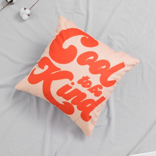 

Slogan Print Cushion Cover, Red