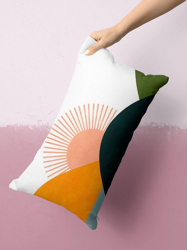 

Mountain & Sun Print Lumbar Pillowcase, Multicolor
