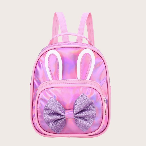 

Girls Glitter Bow Decor Iridescent Rabbit Backpack