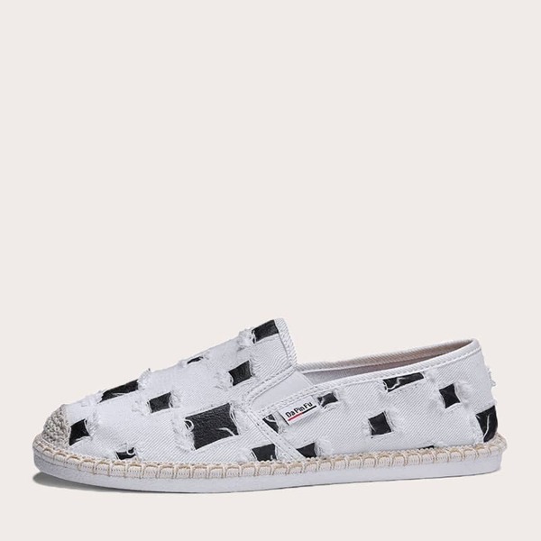 

Men Weave Toe Raw Hem Slip On Flats