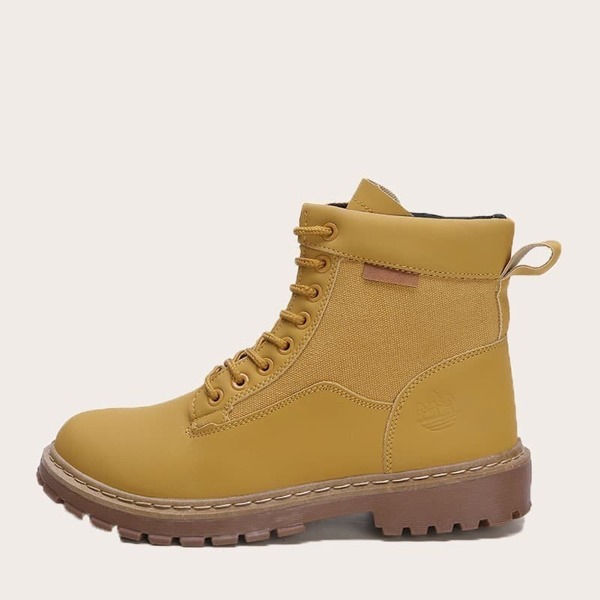

Men Flat Lug Sole Lace Up Boots