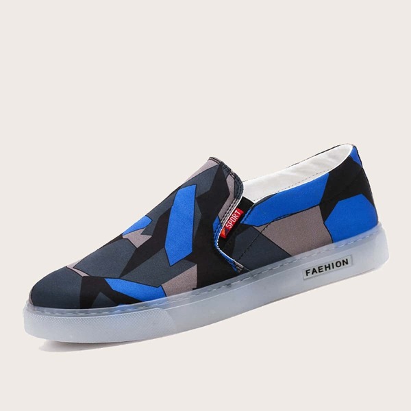 

Men Geometric Print Slip On Flats