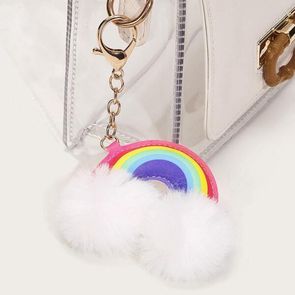 

Rainbow & Pom Pom Bag Accessory, Multicolor