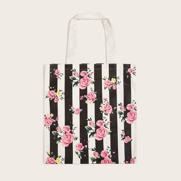 

Striped & Floral Print Shopper Bag