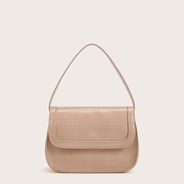 

Croc Effect Shoulder Bag, Beige