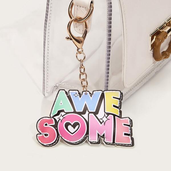 

Slogan Print Bag Accessory, Multicolor