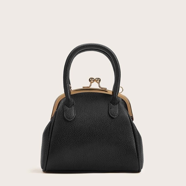 

Kiss Lock Double Handle Bag, Black