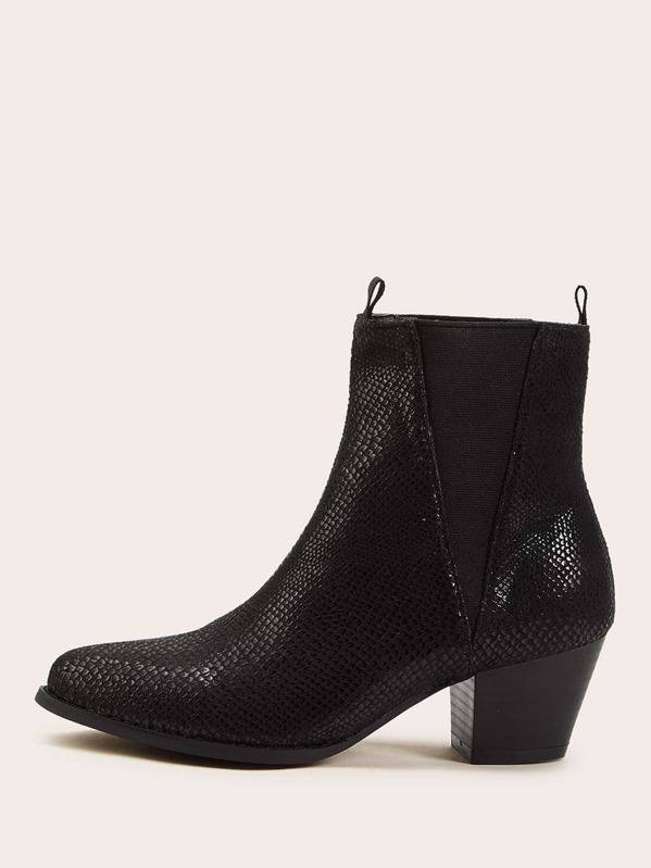 

Snakeskin Side Goring Chelsea Boots, Black