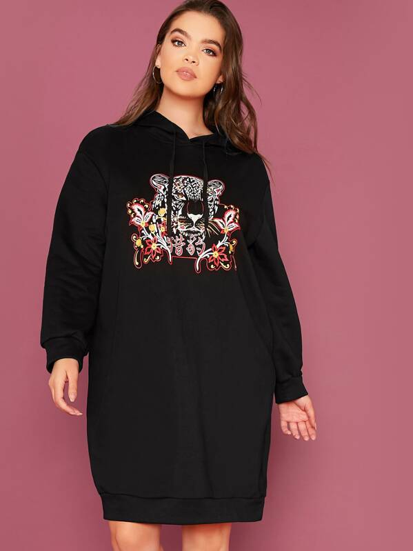 

Plus Drawstring Detail Animal Print Sweatshirt, Black, Faith Bowman