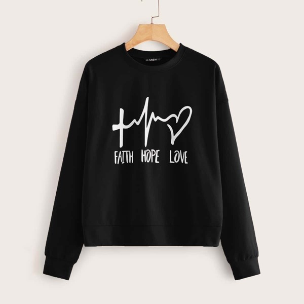 

Graphic Print Sweatshirt, Black