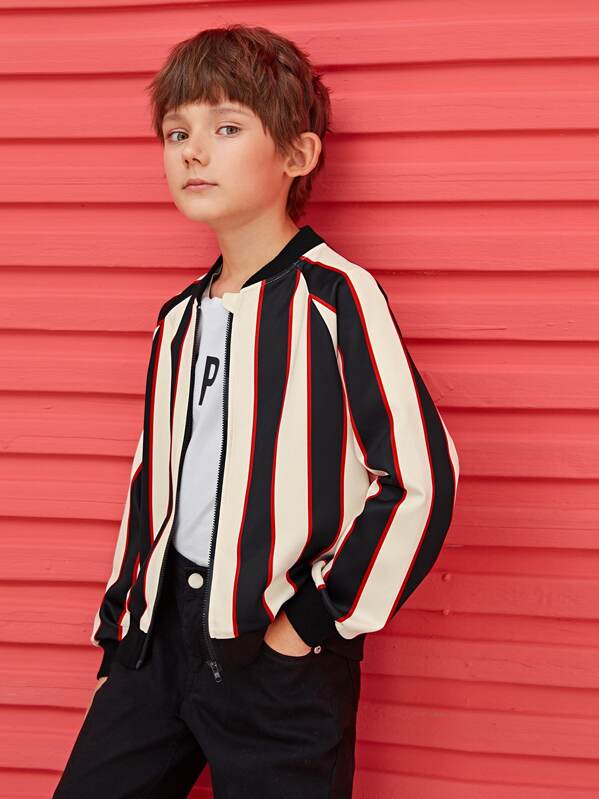 

Boys Zip Up Striped Bomber Jacket, Multicolor, Bogdan