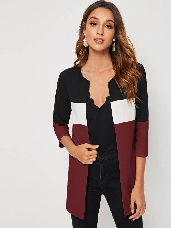

Cut And Sew Coat, Multicolor, Gabi B