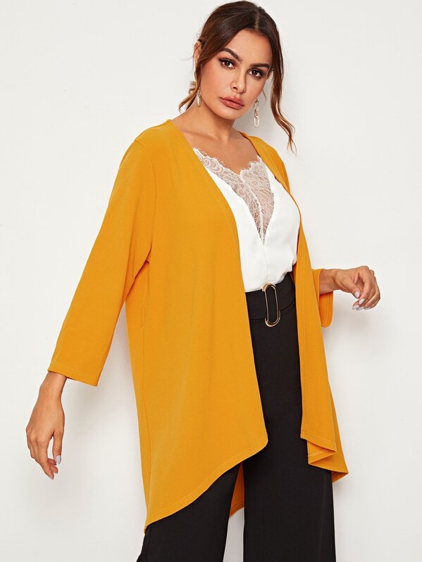 

High Low Hem Belted Coat, Yellow, Andy