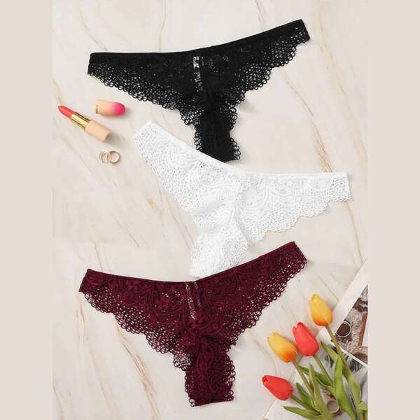 

3pack Plus Floral Lace Panty Set, Multicolor