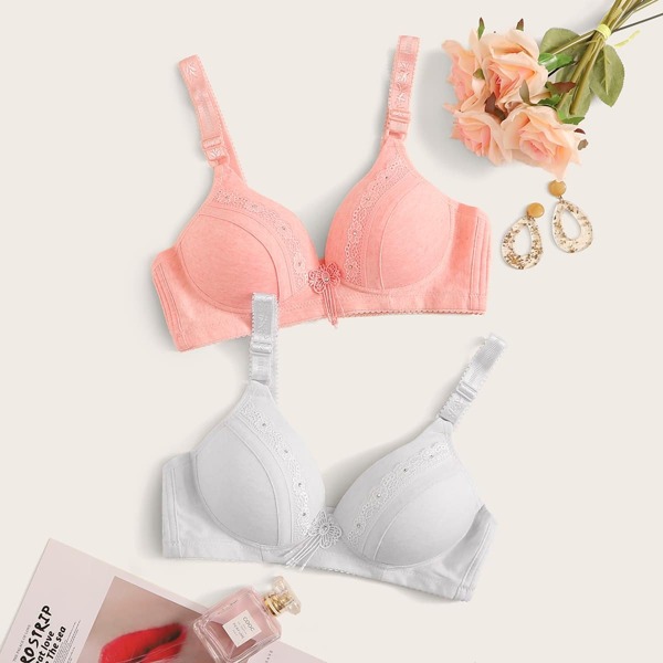 

2pack Adjustable Strap Bra Set, Multicolor