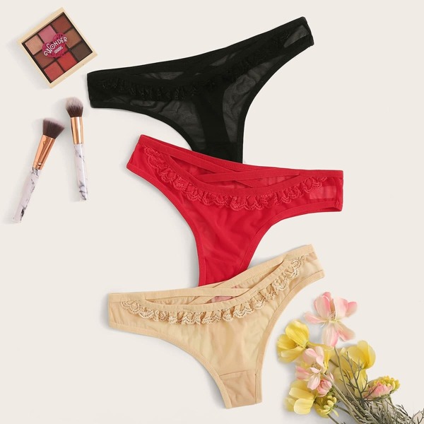 

3pack Lace Trim Panty Set