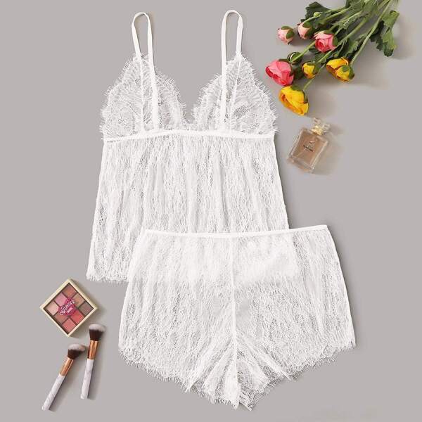 

Eyelash Lace Lingerie Set