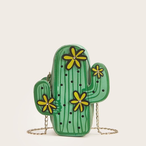 

Appliques Cactus Shaped Chain Bag