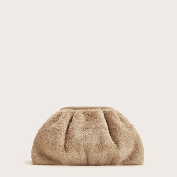 

Faux Fur Crossbody Bag, Beige