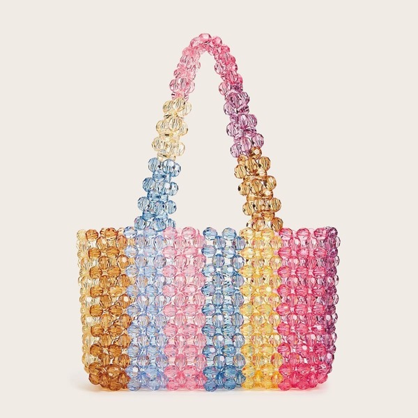 

Braided Colorblock Tote Bag