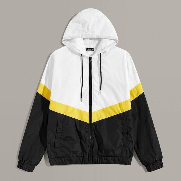 

Men Colorblock Chevron Windbreaker Jacket