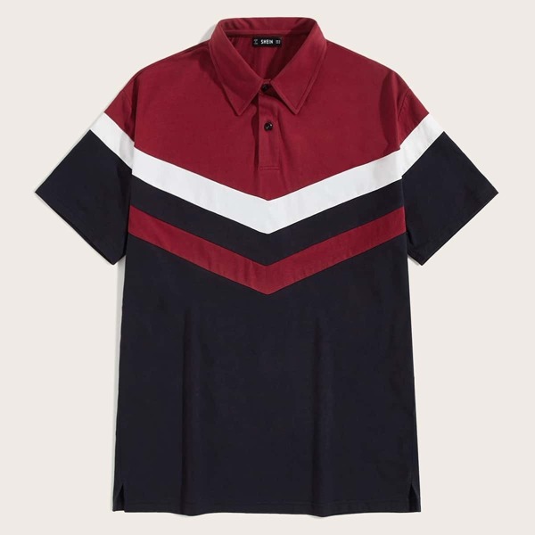 

Men Chevron Print Polo Shirt, Multicolor