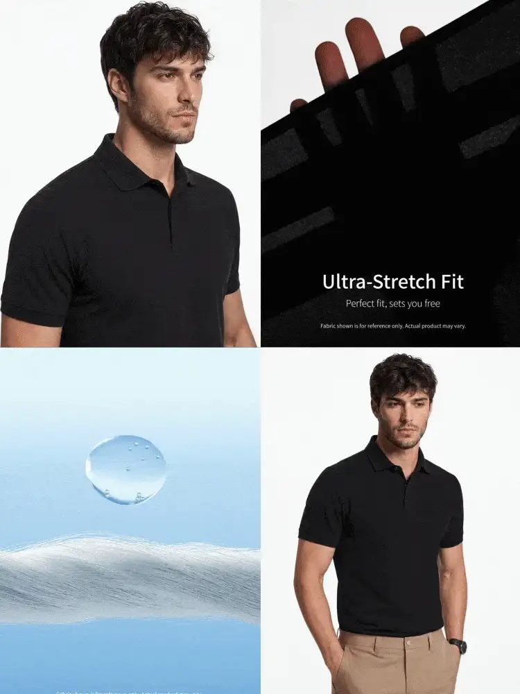 TekDrob Double Anti-Odor Polo With Regular Fit And Concealed Button Placket - Black - View 2
