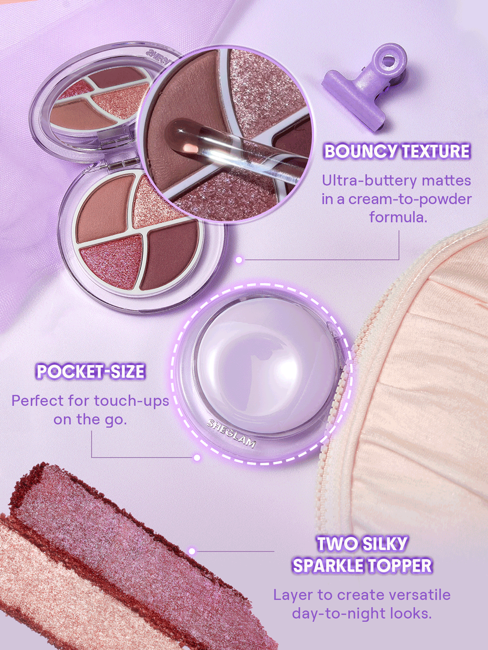 SHEGLAM Daydreamer Mini Paleta Marca de Belleza Cosmética Maquillaje para Mujeres y Niñas - Romantasy - Añade 4