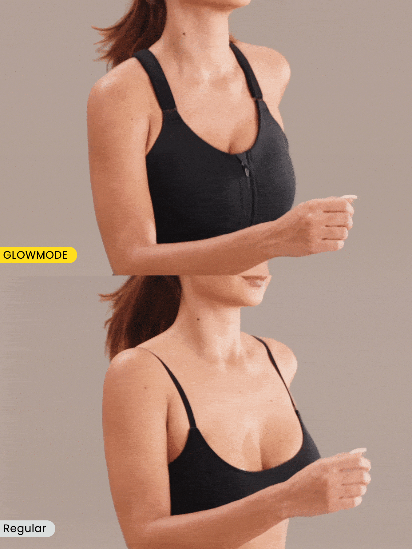 GLOWMODE Ziptight Bra Make An Impact Quick Dry Foam Cup Mesh Zipper Front Sports Bra High Impact Running Jogging Workout Gym Training Active - White - View 2