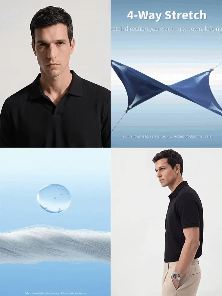 TekDrob Double Anti-Odor And Water Proof Buttonless Polo With Regular Fit - Black - View 2