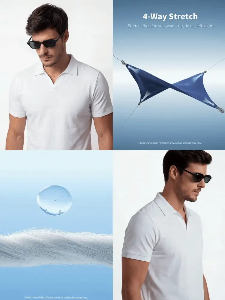 TekDrob Double Anti-Odor Polo With Regular Fit And Buttonless Detail - White - View 2