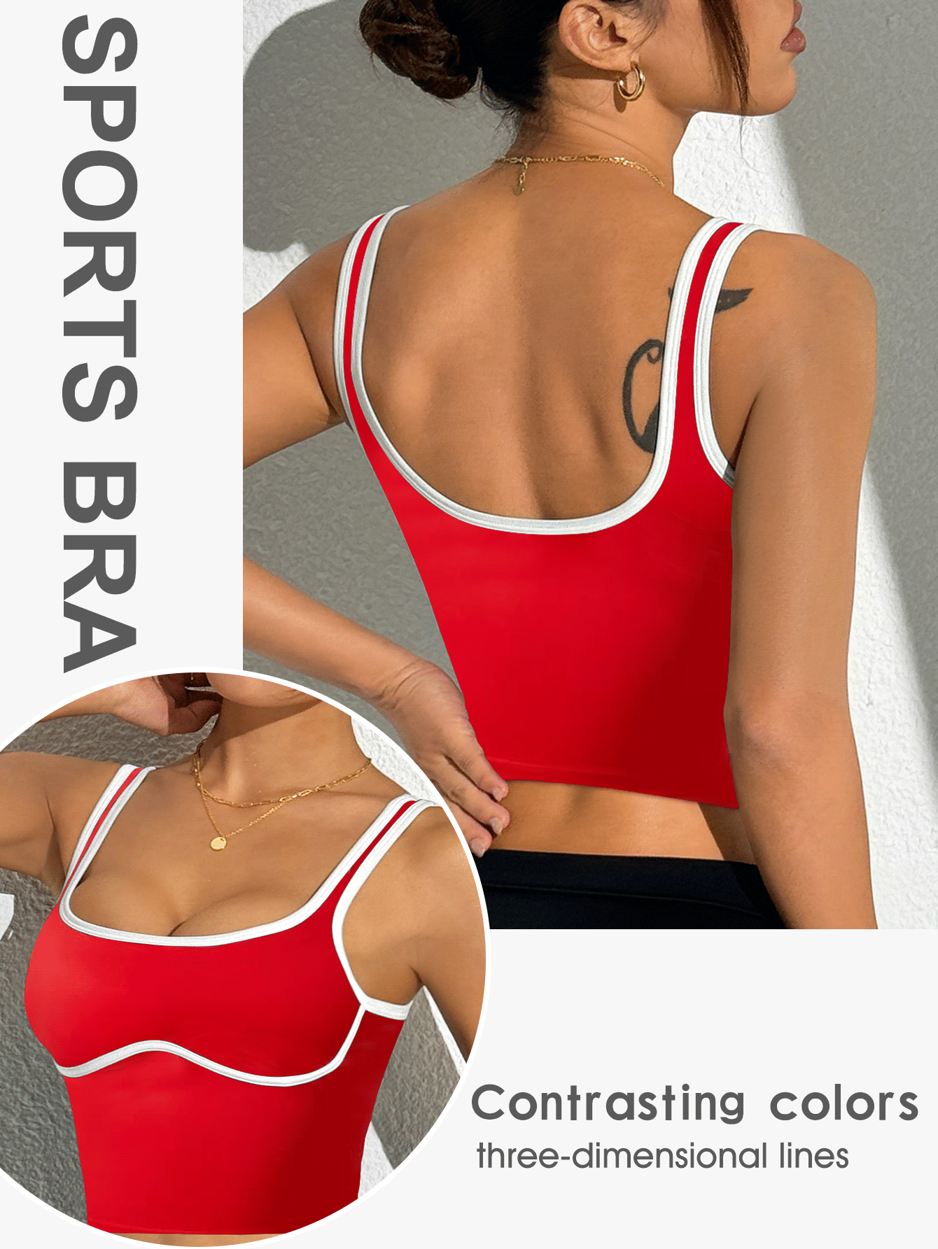 Slayform Slayform Sporty Contrast Trim Minimalist Tank Top, Suitable For Summer - Red - View 2