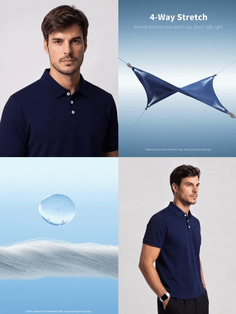 TekDrob Double Anti-Odor And Water Repellent Modal Polo Shirt With Slim Fit - Navy Blue - View 2