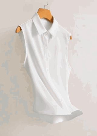 Yumoku Women's Solid Color Single-Breasted Casual Sleeveless Woven Shirt,Casual - White - View 8