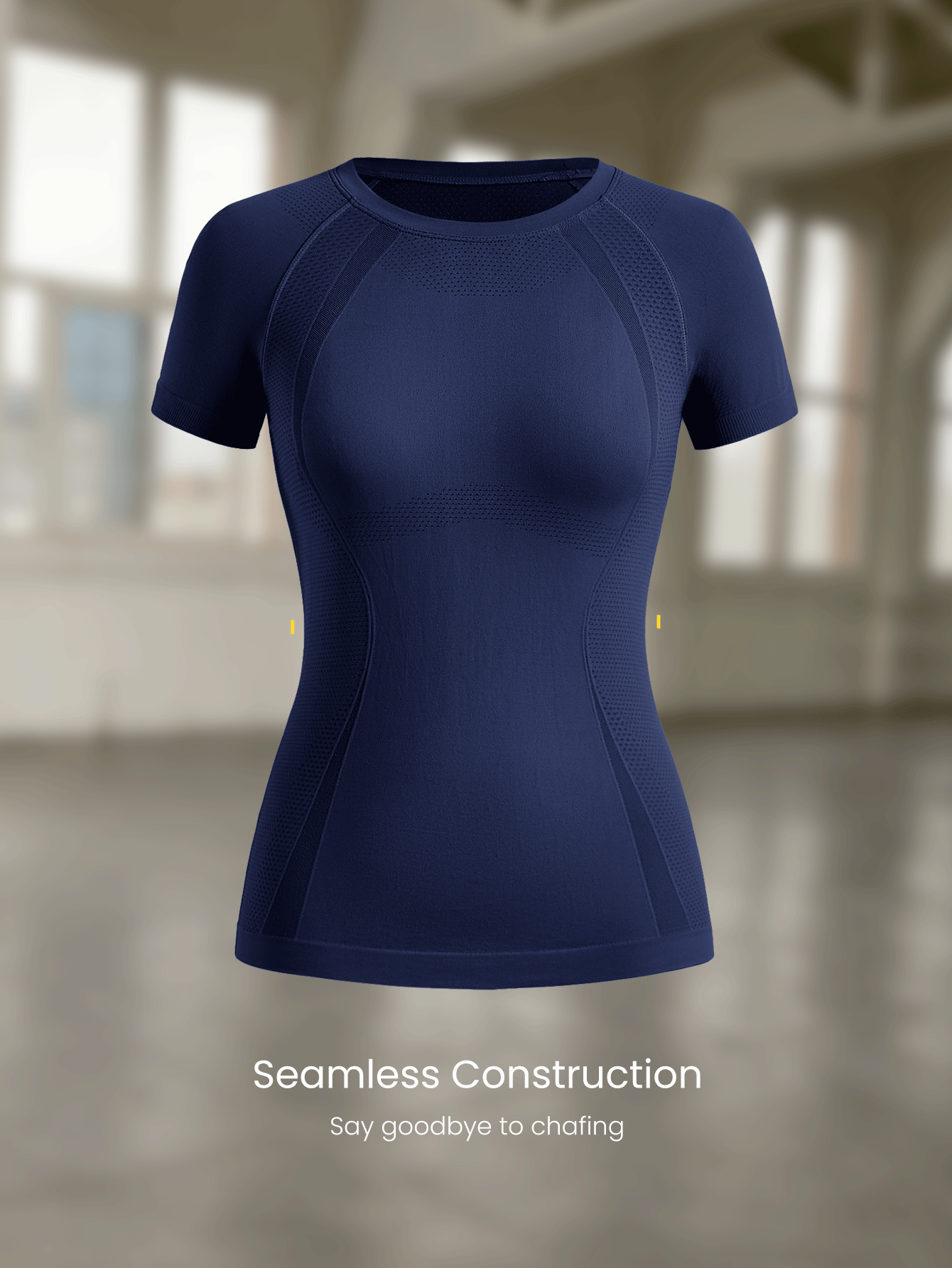 GLOWMODE Seamless Workout Shirt Slim Fit Short Sleeve Sports Tees Gym Athletic Tops Summer - Blue - View 6