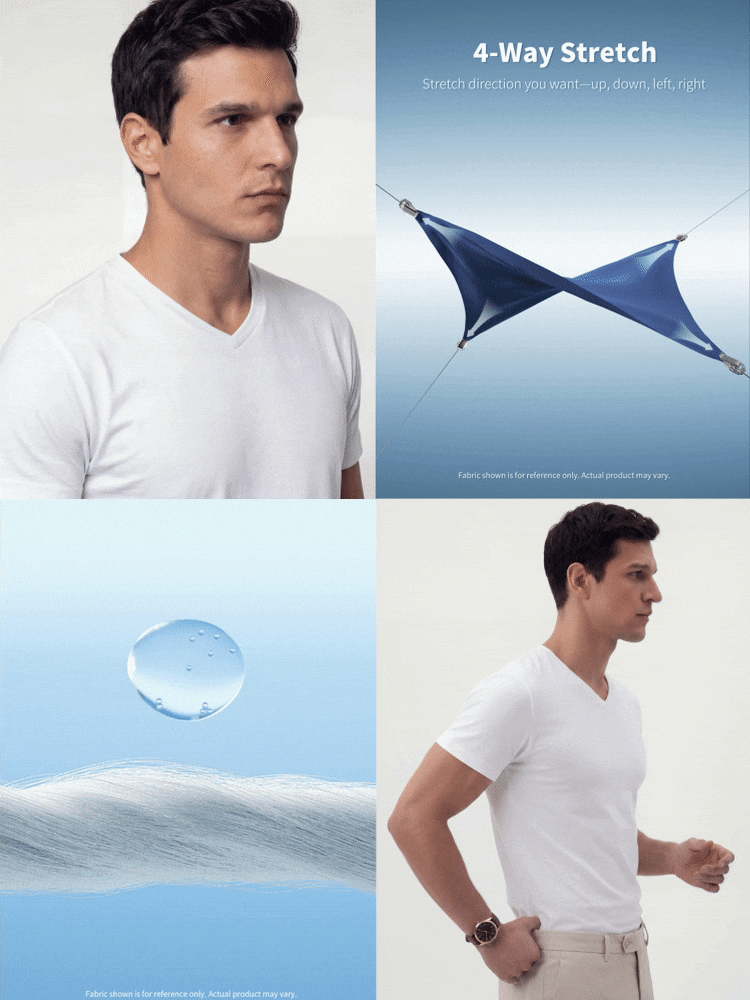 TekDrob Anti-Odor Regular T-Shirt With V Neck - White - View 2
