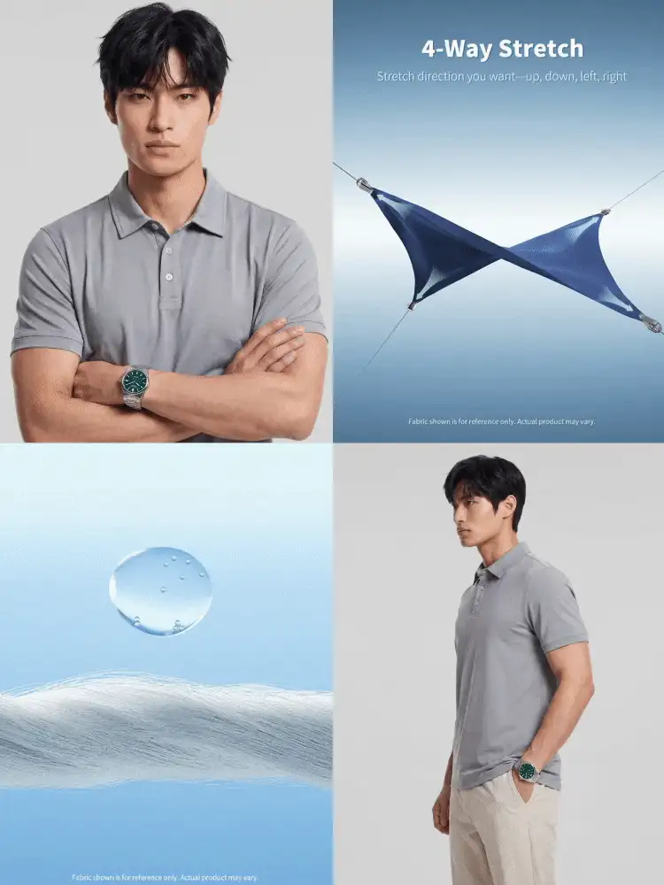 TekDrob 男士素色短袖休閒通勤 Polo 衫 - 灰色 - 查看 8