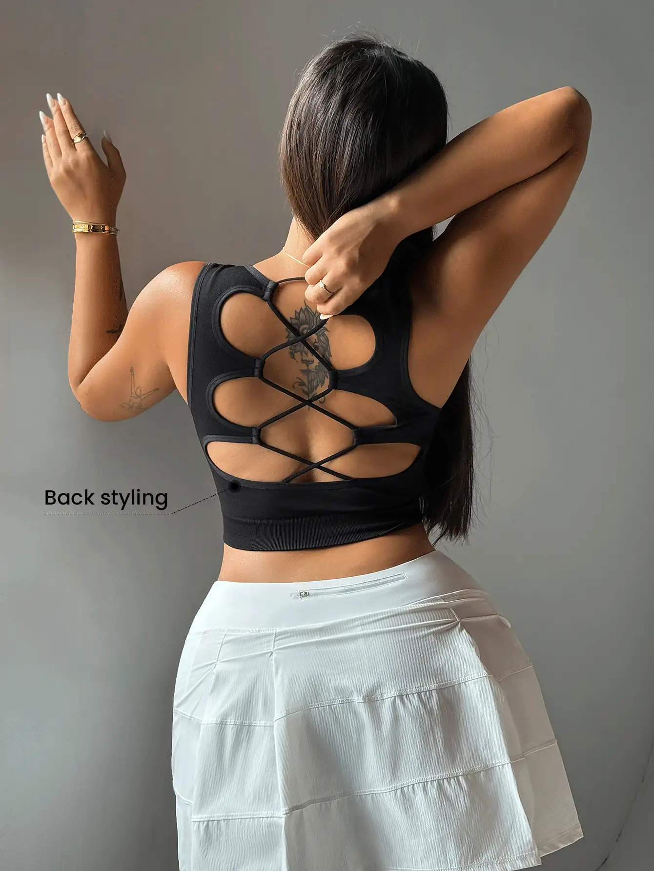 Rhythm Era Plus Size Women Backless Crisscross Tank Top - Black - View 6