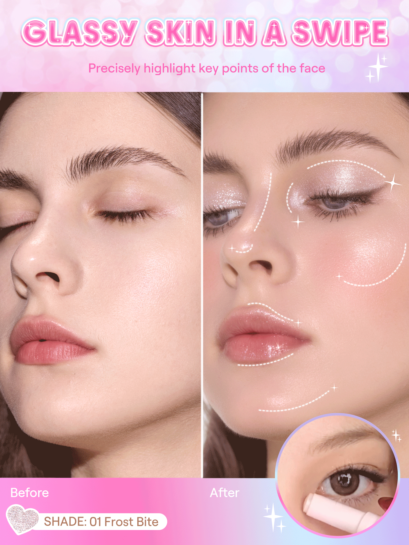 SHEGLAM Crystal Jelly Glaze Stick-Frost Bite Brand Beauty Cosmetic Makeup For Women And Girls - 01 Frost Bite - View 4