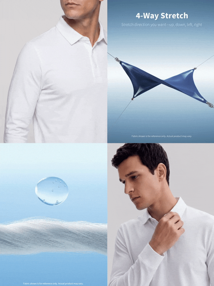 TekDrob Water Repellent And Double Anti-Odor Modal Henley T-Shirt With Long Sleeves - White - View 2