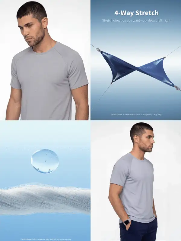 TekDrob Anti-Odor T-Shirt With Regular Fit And Raglan Short Sleeves - Grey - View 2