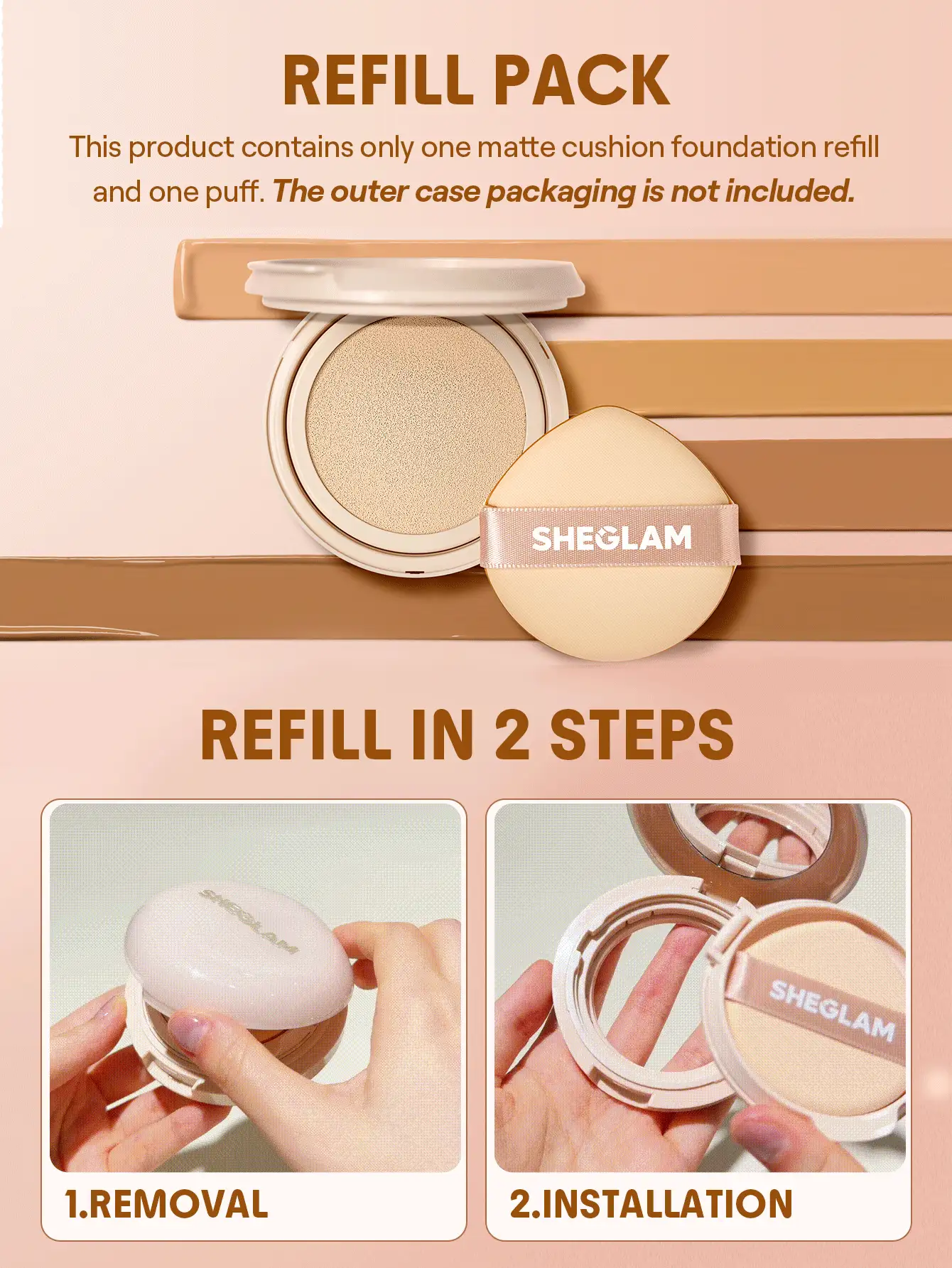 SHEGLAM Lock & Go 持久氣墊粉底-Caramel 品牌美妝化妝品 適合女士與女孩 - Caramel - 查看 3