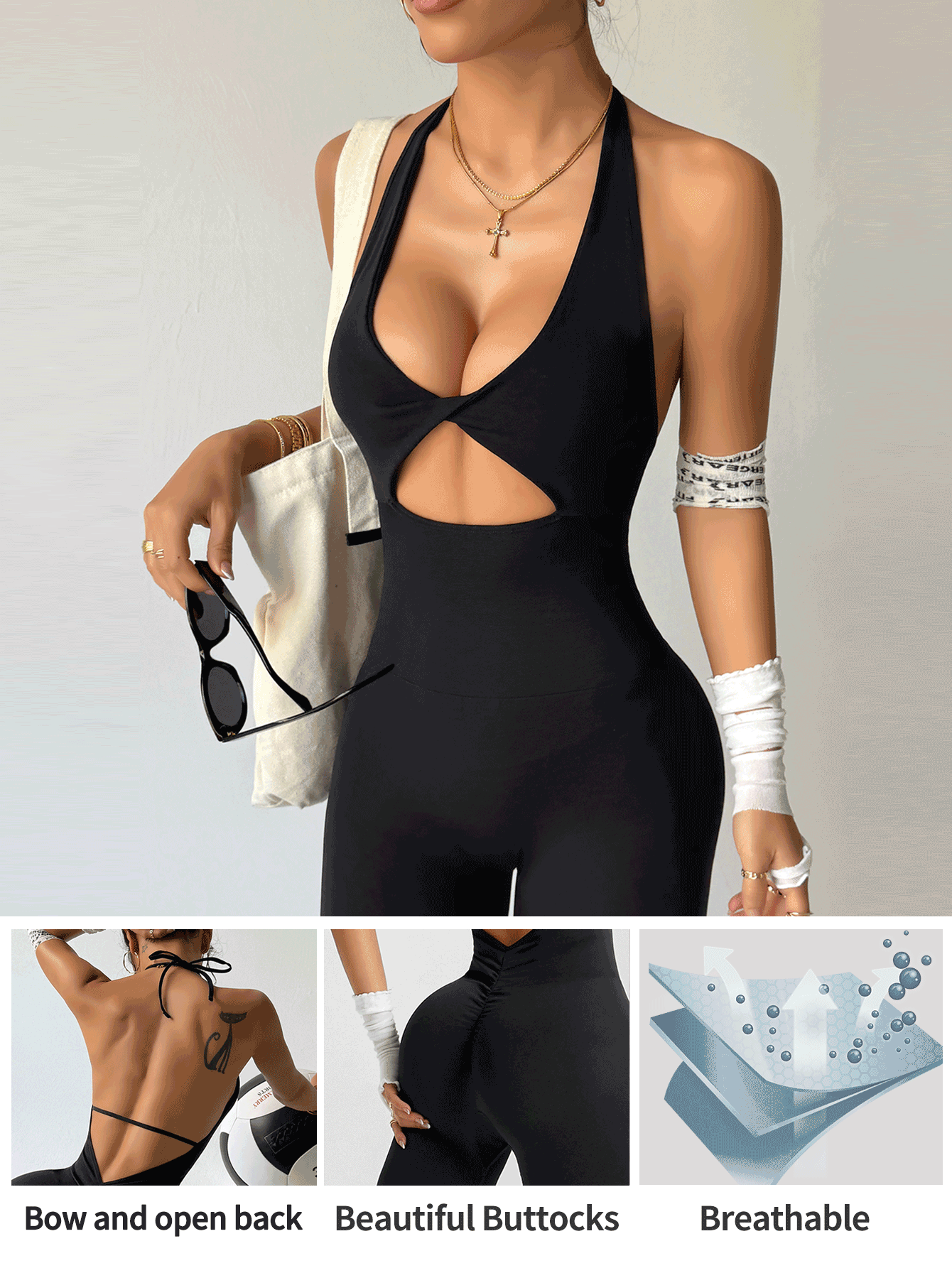 Slayform Slayform Seamless High Elasticity Racerback Sports Jumpsuit With Lifting Effect - Black - View 2