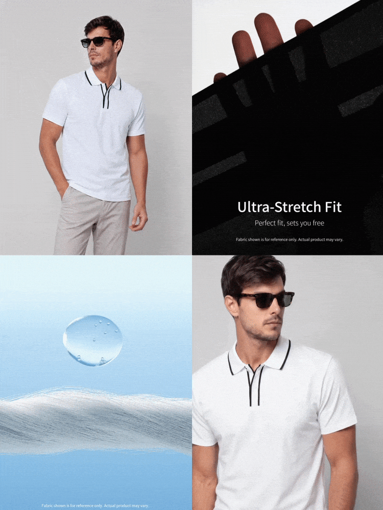 TekDrob Double Anti-Odor Heavy Viscose Polo Shirt With Striped RIB Detail And Regular Fit - White - View 2